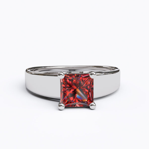 Solitaire Gold Engagement with 1ct Princess Cut Ruby - 01SG05R